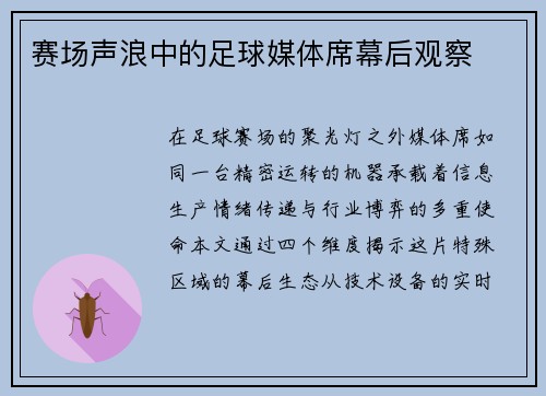 赛场声浪中的足球媒体席幕后观察